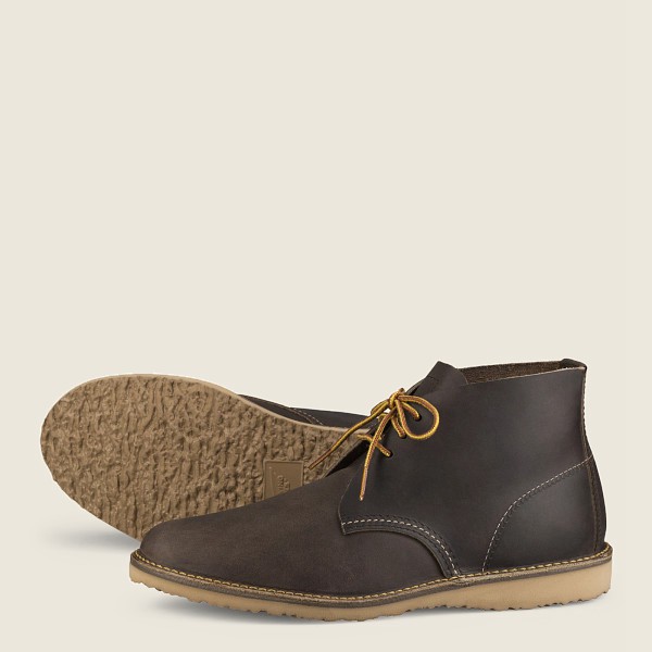 Red Wing Heritage Shoes Dark Grey - Red Wing Mens Weekender – Chukka Rough & Tough Leather - YSKOU-4